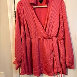 Torrid Vibrant Pink Wrap Blouse